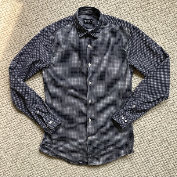 Mens Tiger of Sweden blue & white polka dot shirt - Picture 2 of 10